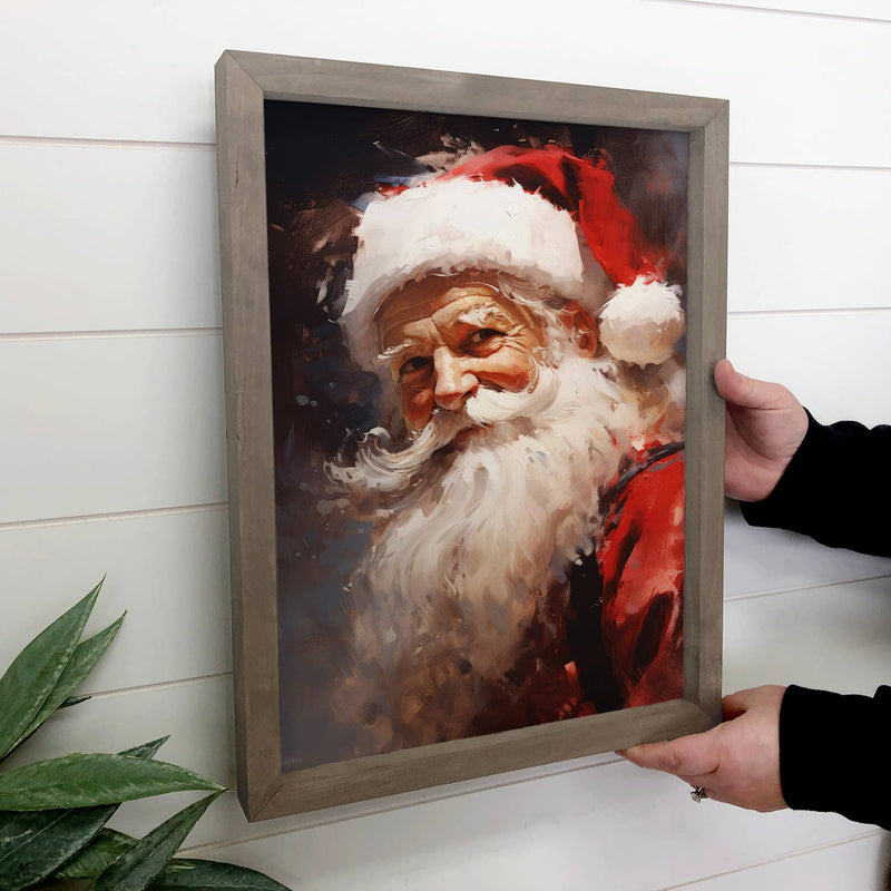 Father Christmas Santa Painting - Vintage Holiday Canvas Art