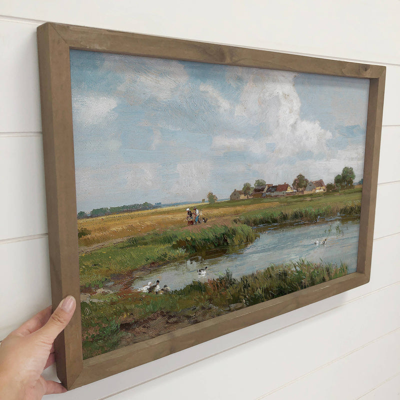 Vintage Midwest - Open Field Landscape Canvas Art - Framed