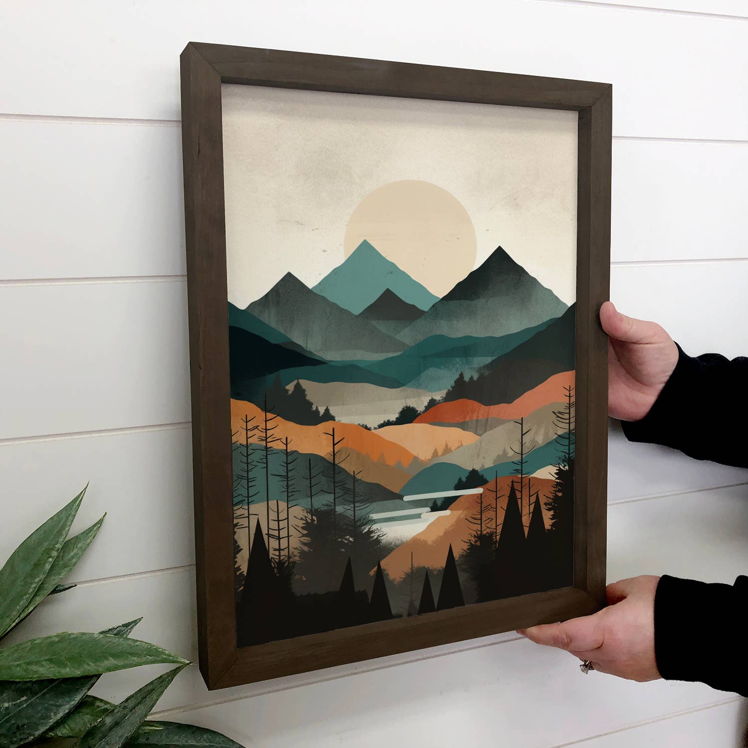 Midcentury Modern Mountainscape - Wood Framed Nature Decor