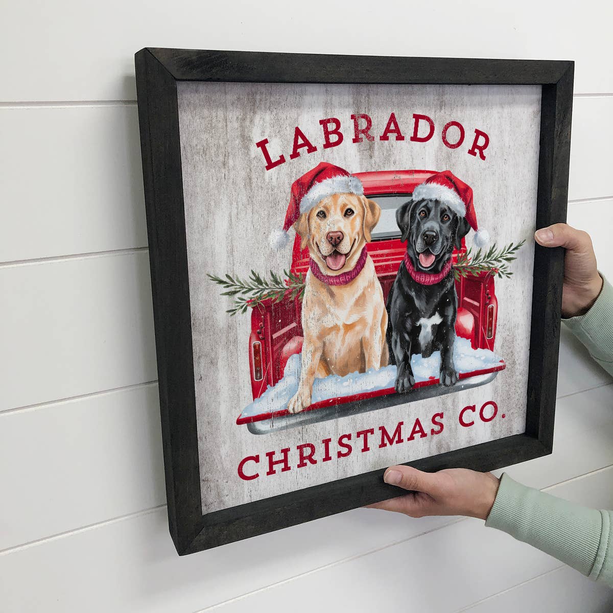 Labrador Christmas Co - Dog Canvas Art - Wood Framed Holiday