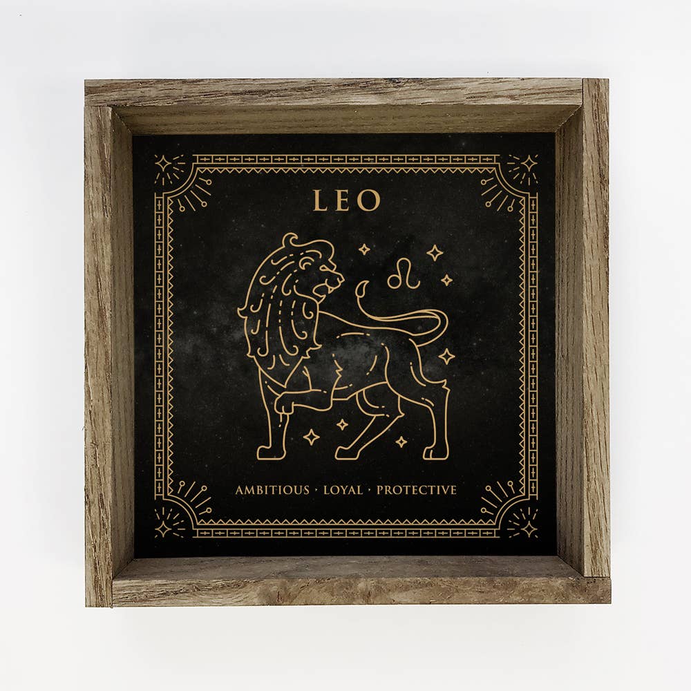 Leo Zodiac Horoscope Sign Canvas and Wood Wall Art