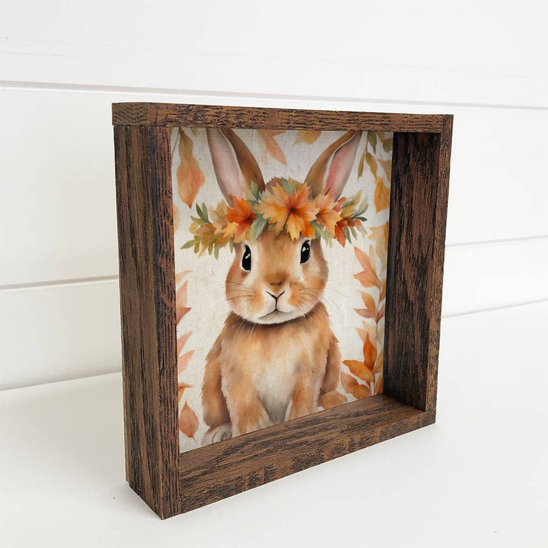 Fall Farm Animal Rabbit - Wood Framed Cute Animal Canvas Art