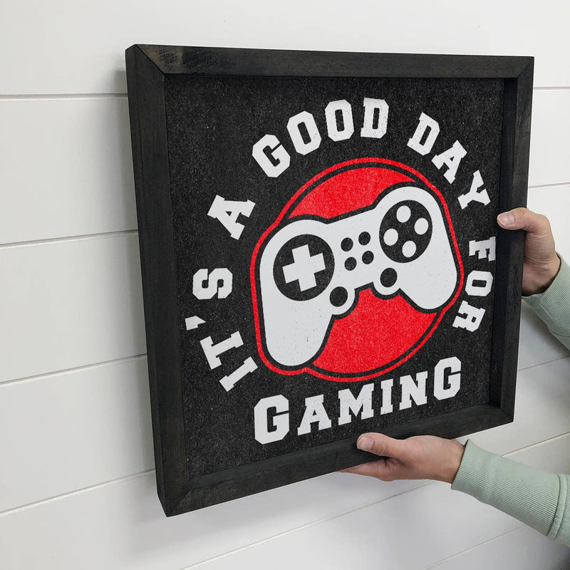 Gamer Kids- Good Day for Gaming Red- Cute Boys Room Decor