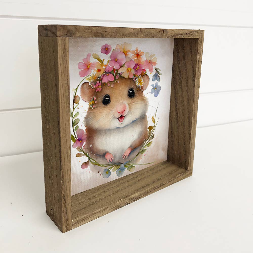 Cute Flower Vole - Baby Animal with Flower Crown - Baby Vole