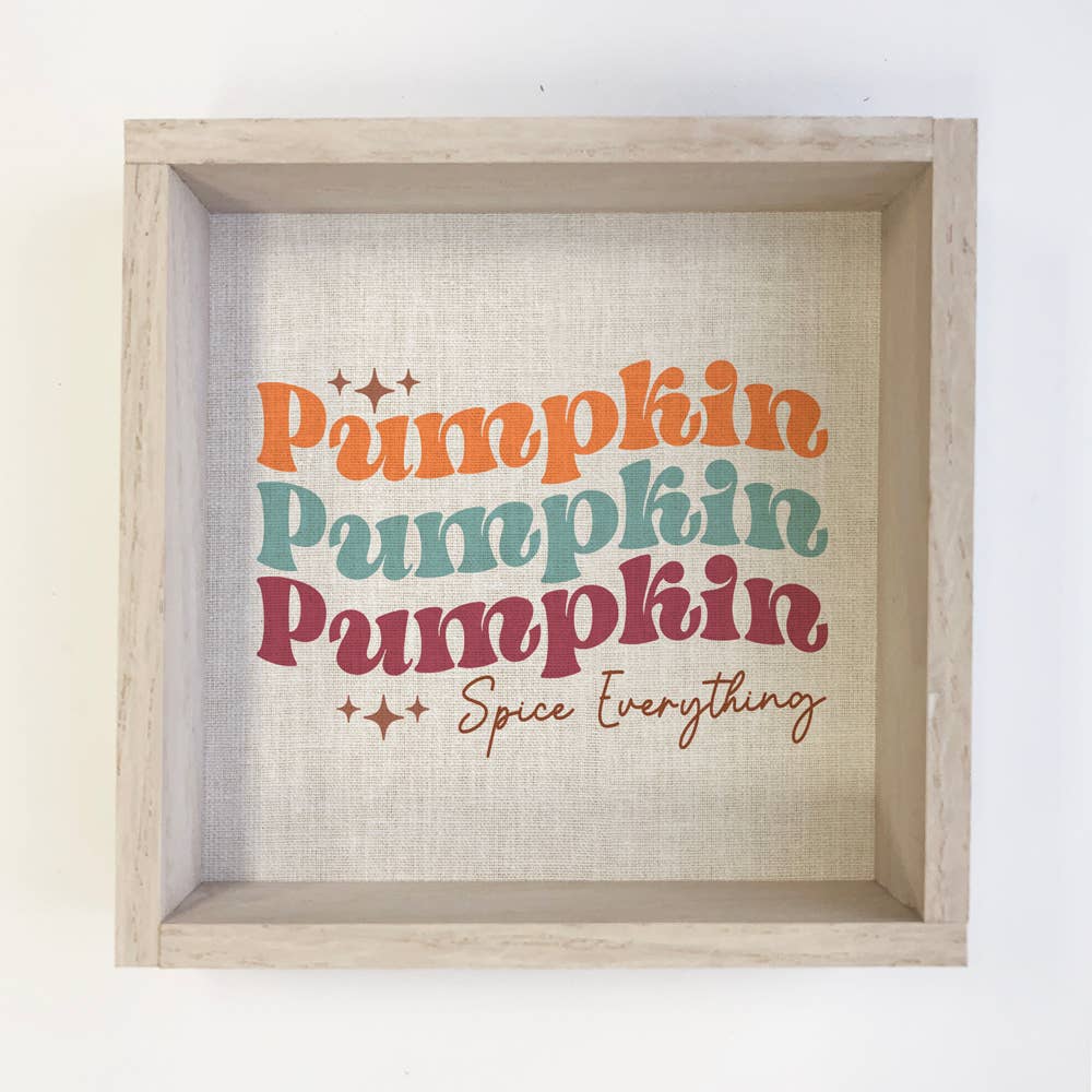 Pumpkin Spice Retro Word Sign - Thanksgiving Word Canvas Art