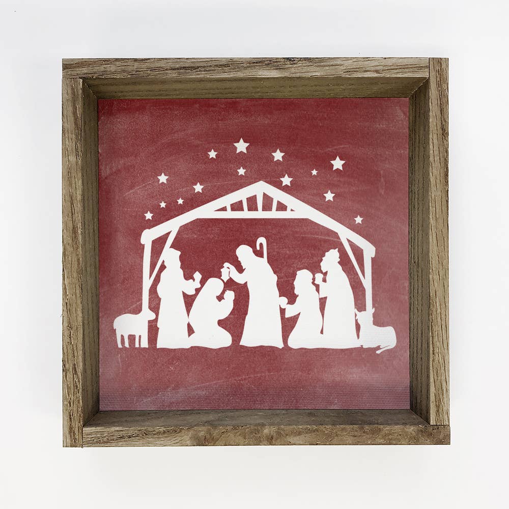 Nativity Red Canvas Wall Art Small Christmas Small Decor