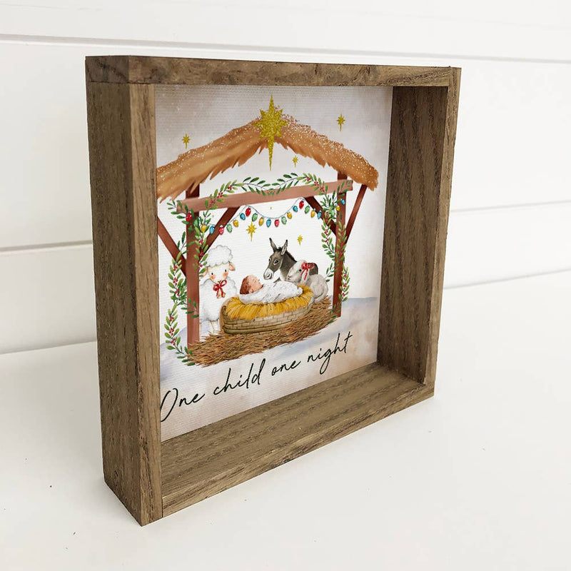 Cute Nativity Christmas Sign - Baby Jesus in a Manger