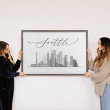 Customized City Wall Art - Modern Skyline Seattle - Framed