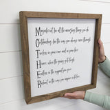 MOTHER Acrostic Poem Wood Frame Sign - Mother's Day Gift