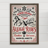 Horse Drawn Sleigh Rides - Framed Holiday Word Sign Wall Art