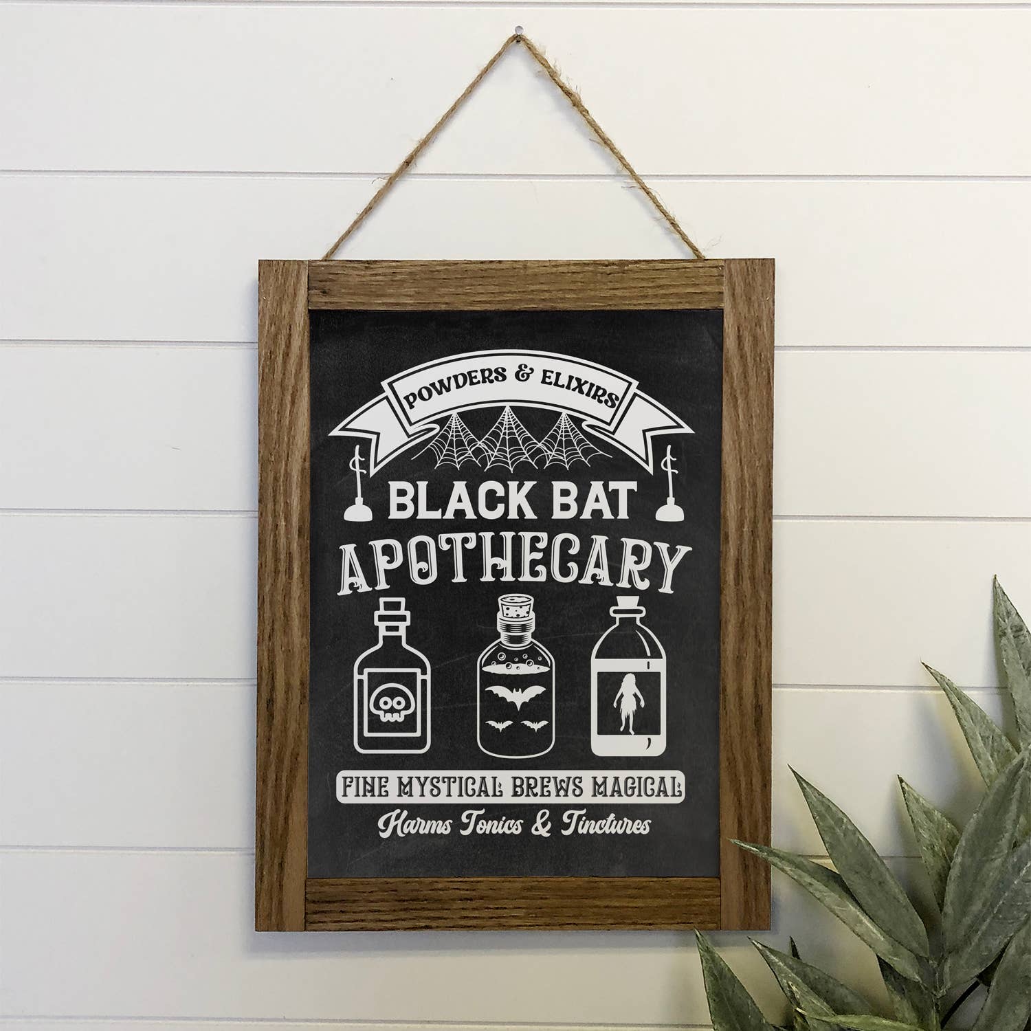 Black Bat Apothecary Black Canvas with Wood Frame