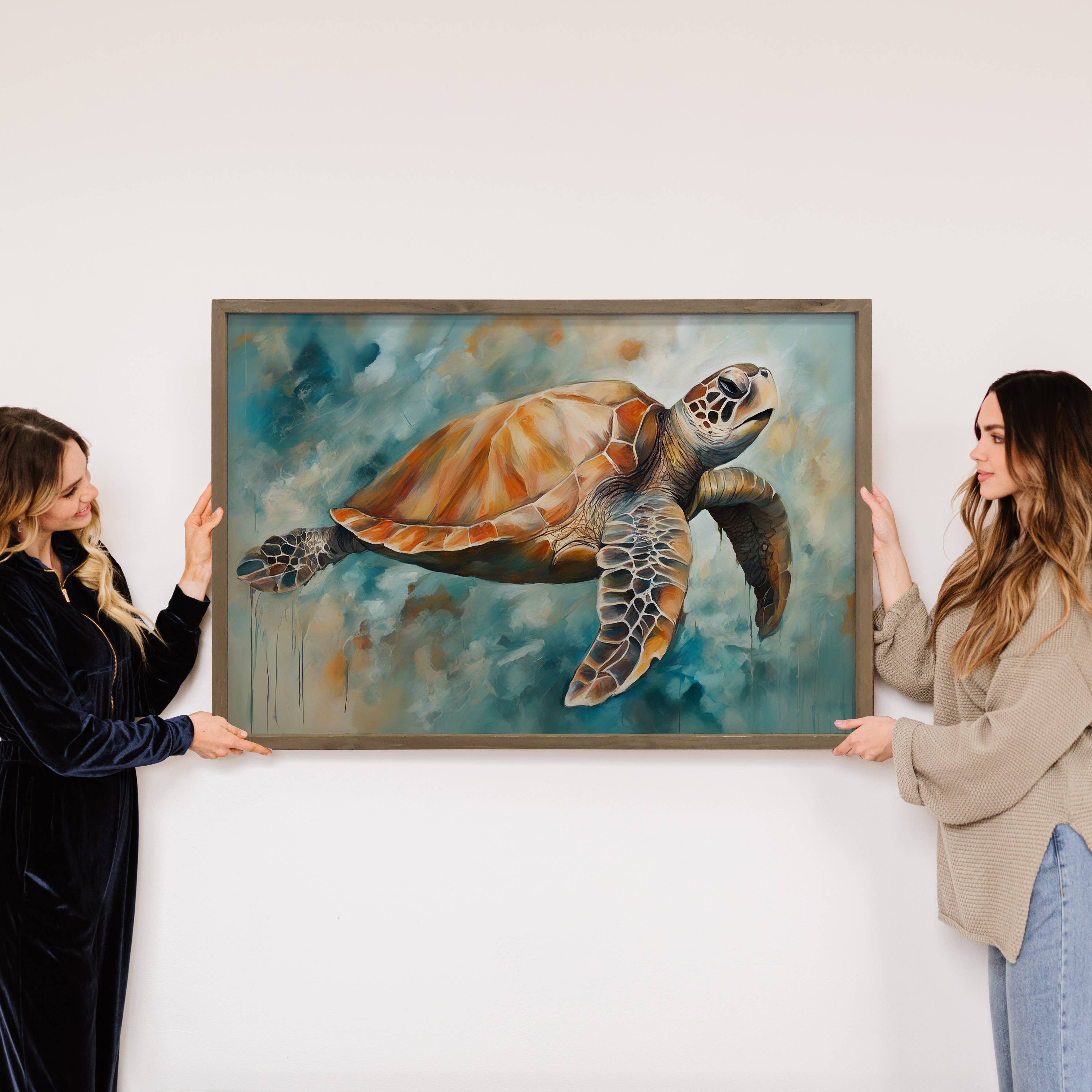 Ocean Sea Turtle - Turtle Canvas Art - Wood Framed Wall Art
