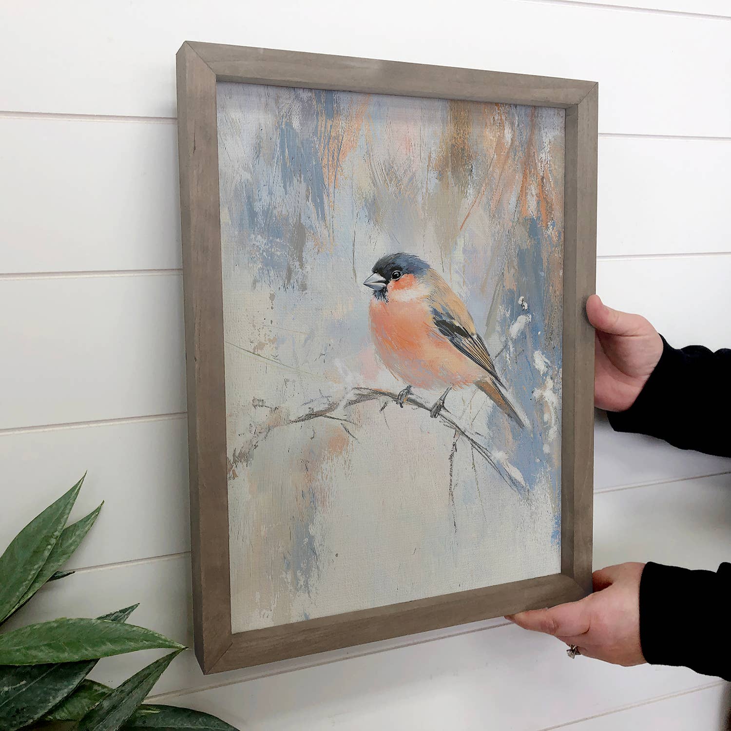Winter Chickadee - Bird Canvas Art - Wood Framed Wall Art