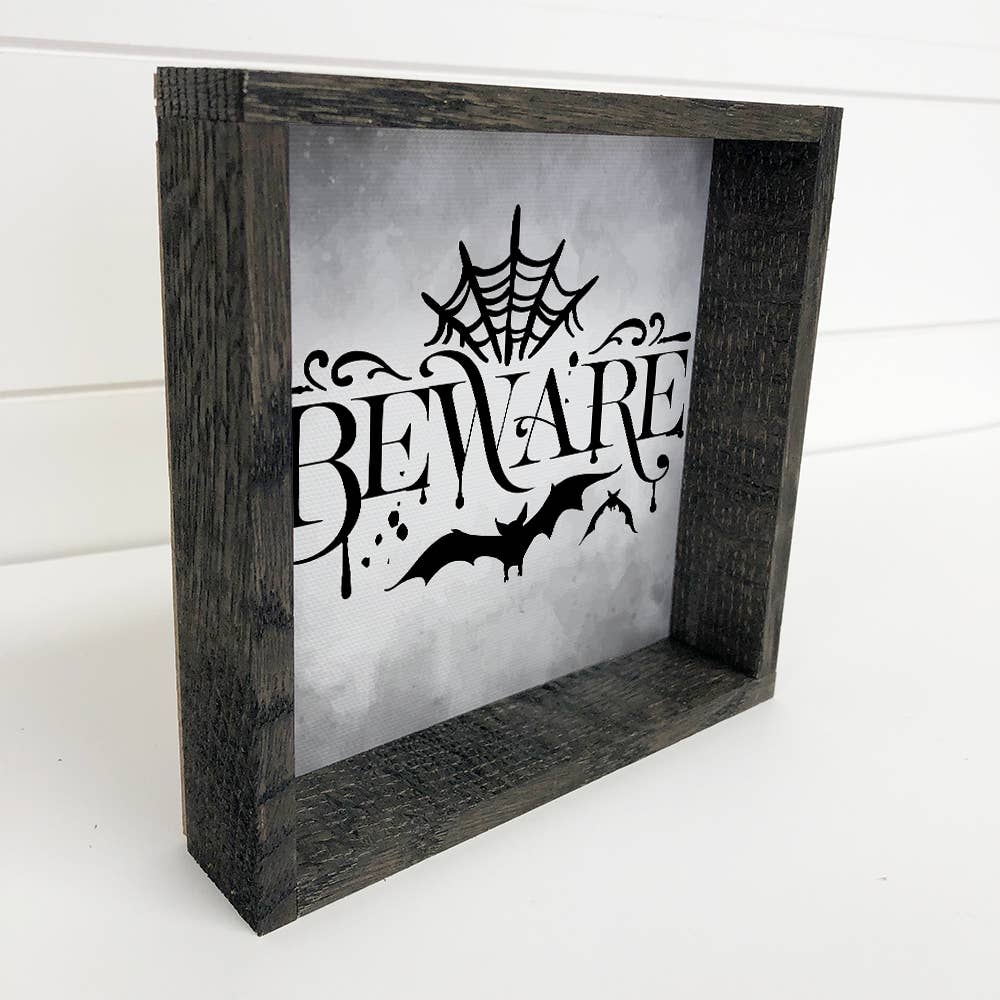 Beware - Halloween Word Sign - Cute Halloween Art & Frame