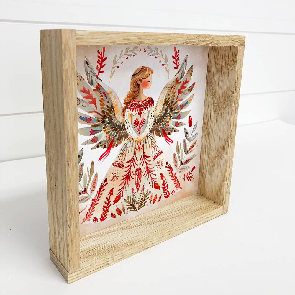 Scandi Watercolor Christmas Angel - Christmas Canvas Art