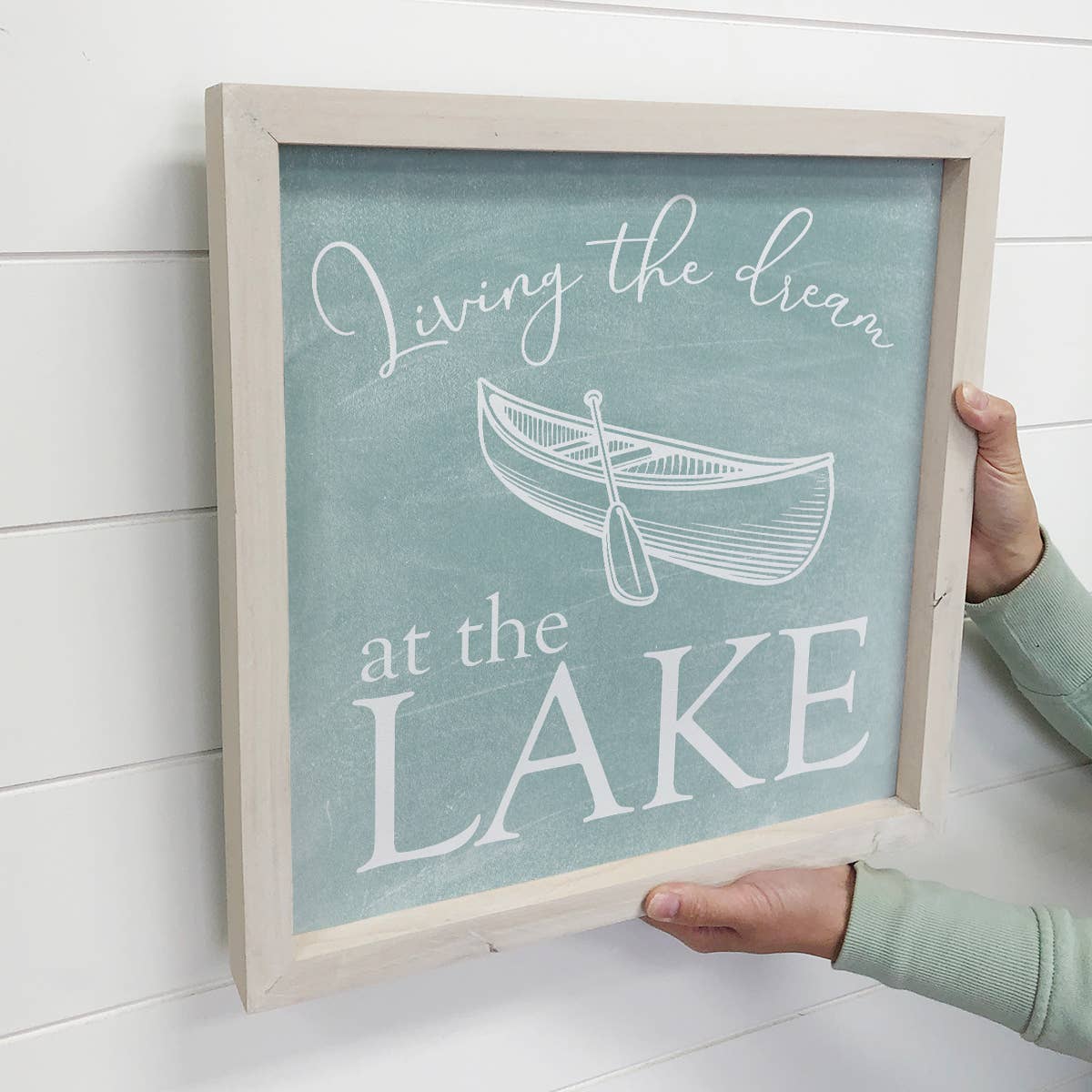 Living the Dream at the Lake - Lake House Sign - Wood Framed