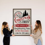 Christmas Tree Vintage Sign - Framed Holiday Word Sign Art