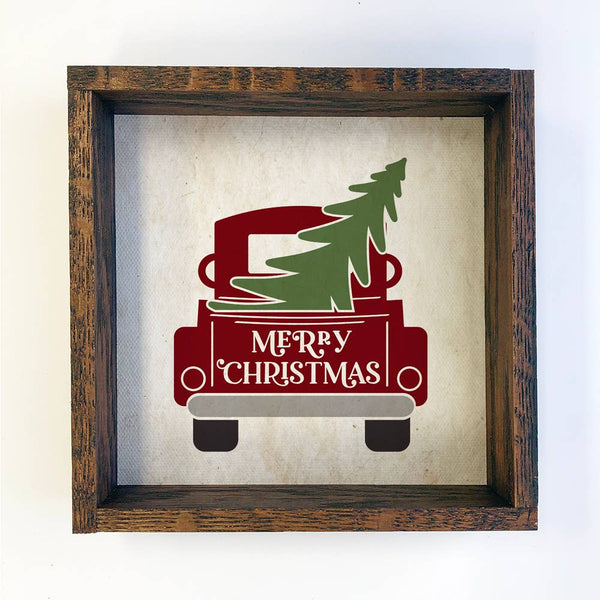 Merry Christmas Truck Back Small Canvas Sign