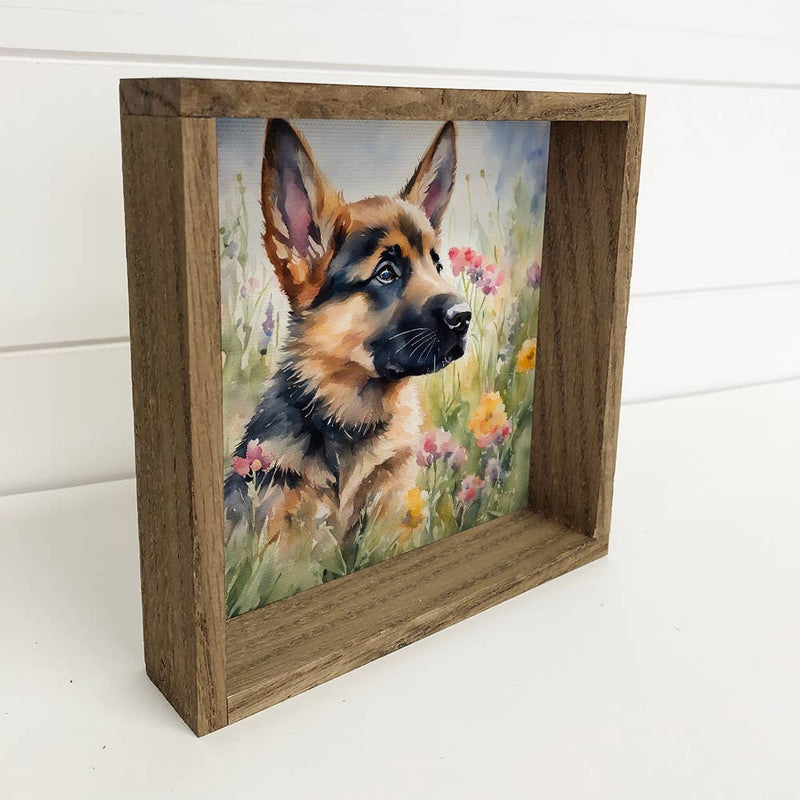 Wildflower German Shepard - Springtime Dog Canvas Art