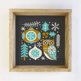 Scandinavian Christmas Owl - Framed Holiday Wall Art