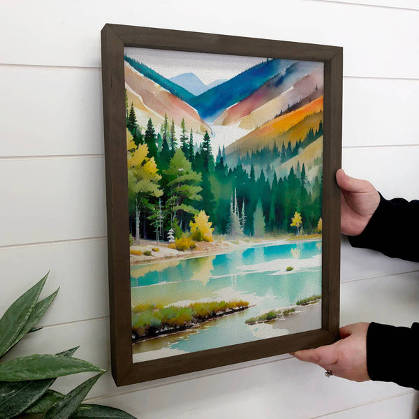 Montana Lakescape - Nature Landscape Wall Art - Wood Framed