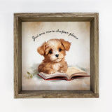 Just One More Chapter Puppy - Cute Book Canvas Art - Framed