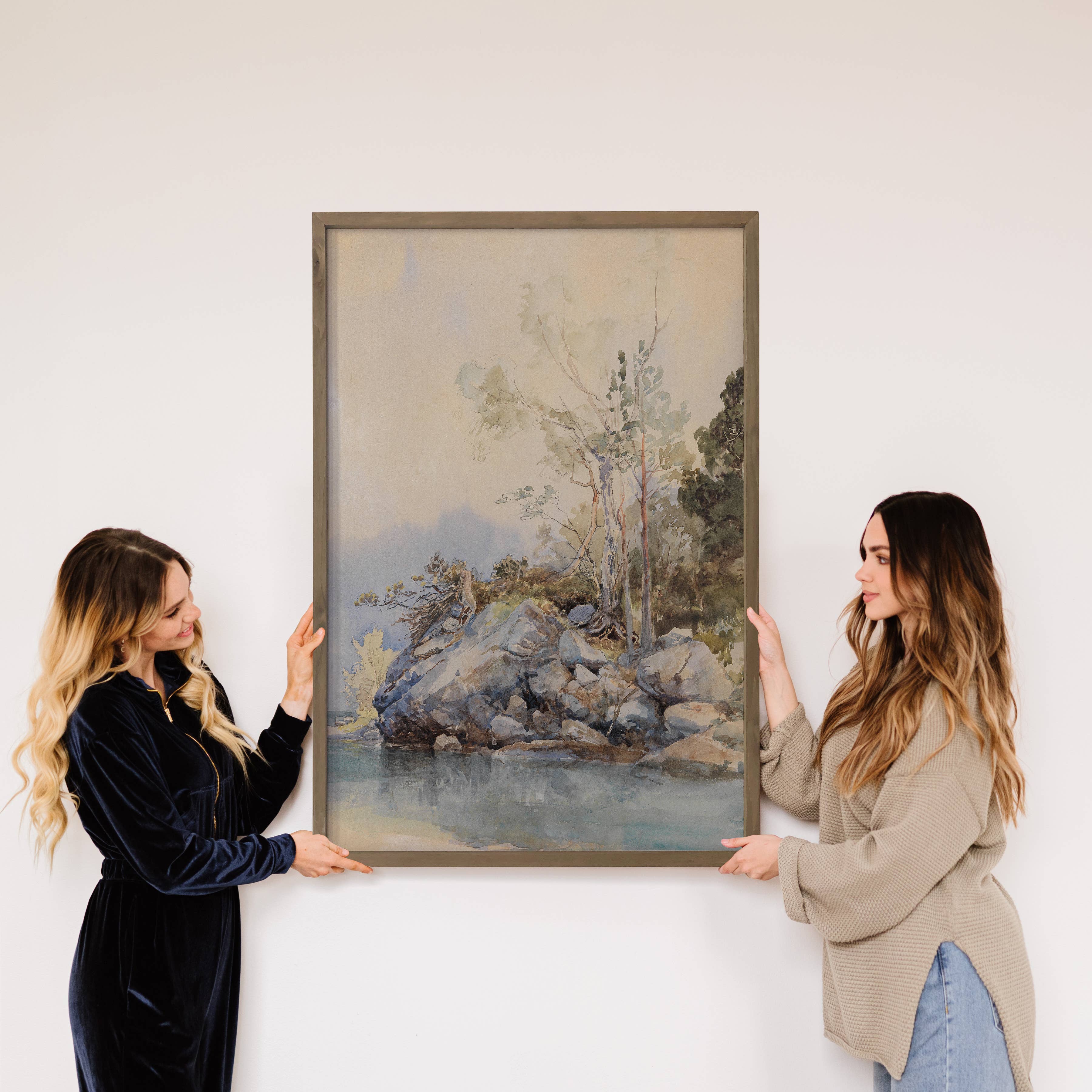 Trees at the Water Edge - Nature Canvas Art - Wood Framed