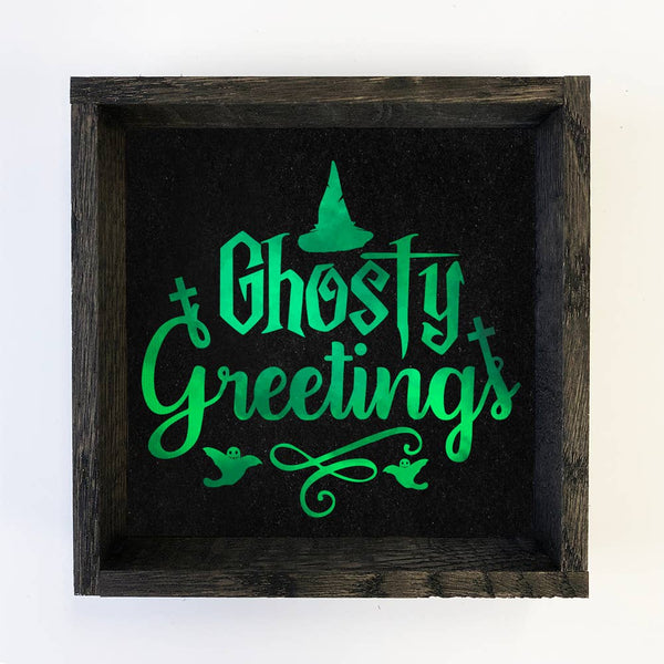 Ghostly Greetings - Cute Halloween Sign - Halloween Word Art