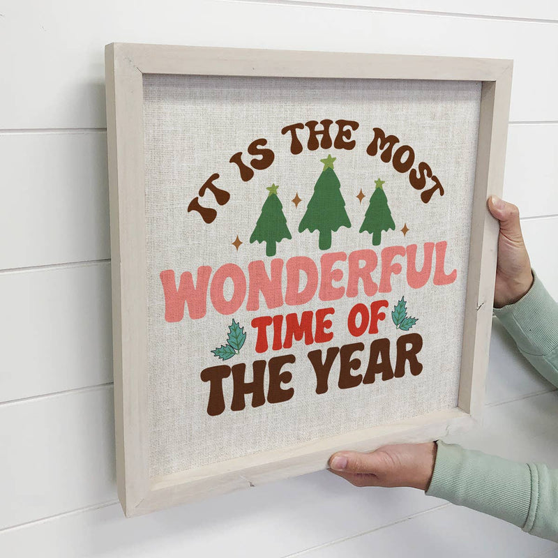 Most Wonderful Time of the Year Retro- Holiday Sign Wall Art