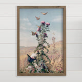 Butterflies on Thistle - Butterfly Canvas Art - Wood Framed