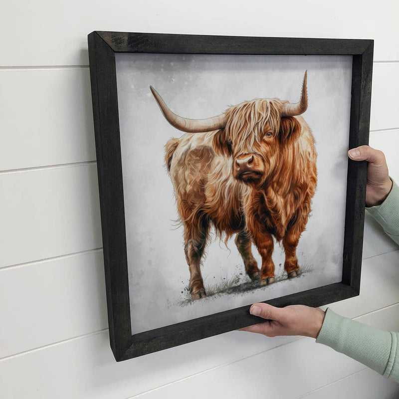 Majestic Highland Cow - Cute Framed Animal Wall Art - Decor