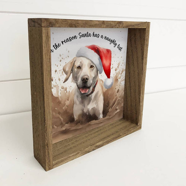 White Lab Naughty List - Funny Animal Wall Art - Framed Art