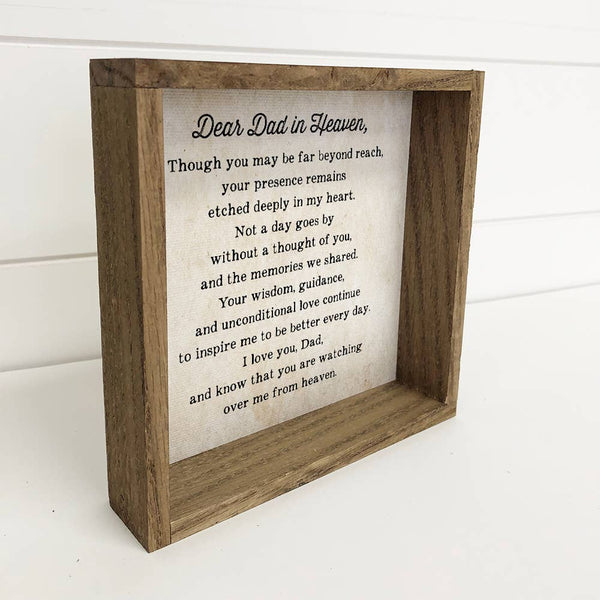 Dear Dad in Heaven - Father's Day Wood Sign - Gift Message