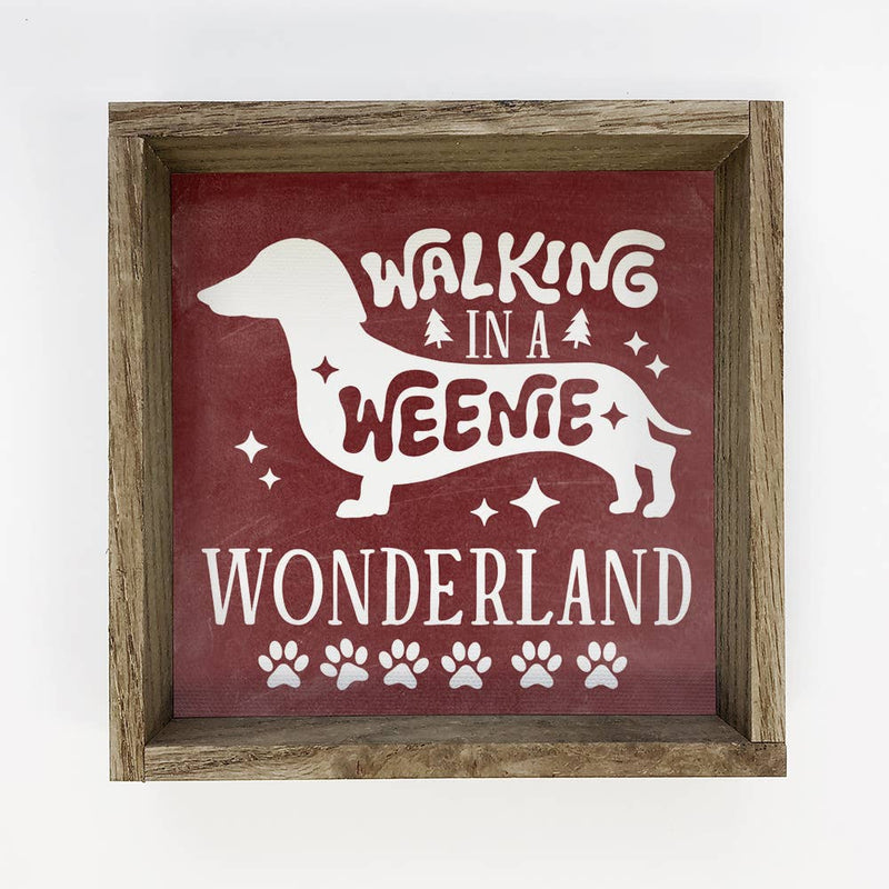 Weenie Wonderland - Funny Dog Holiday Canvas Art - Framed