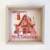 Dreaming of a Pink Christmas - Gingerbread House Wall Art