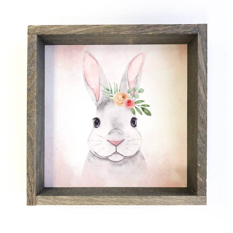 Nursery Print-Baby Bunny in Springtime Easter Small Canvas