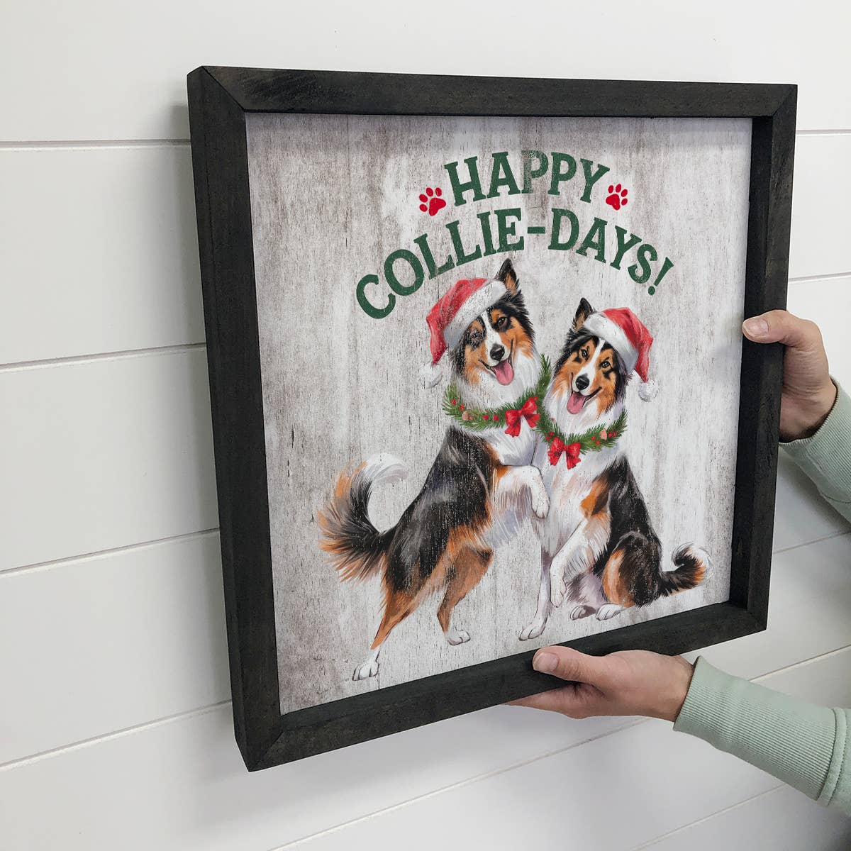 Happy Collie Days - Cute Puppy Canvas Art - Wood Framed Art