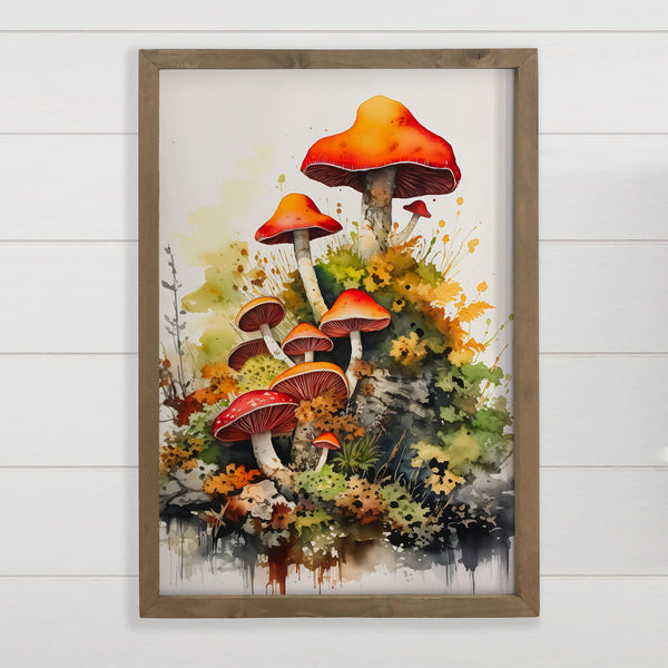 Mushroom Cluster - Nature Canvas Art - Wood Framed Wall Art