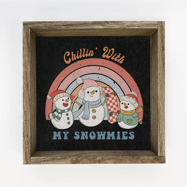 Retro Chillin' With My Snowmies - Funny Snowman Canvas Art