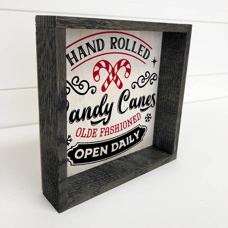 Hand Rolled Candy Canes - Framed Holiday Word Sign