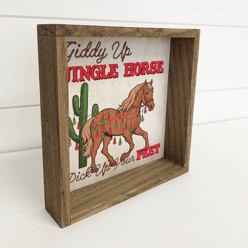 Western Giddy Up Jingle Horse - Vintage Christmas Word Art