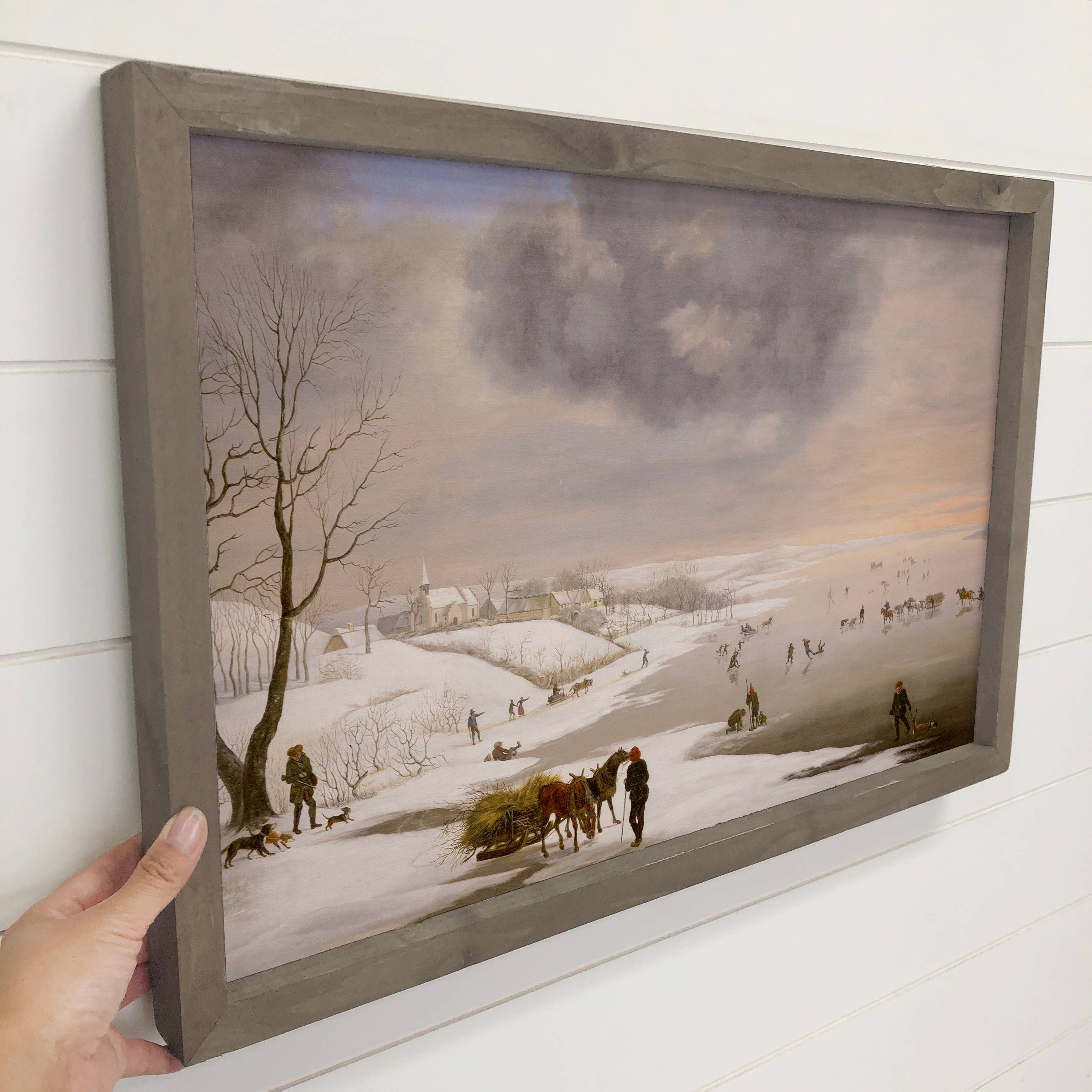 Vintage Winter Ice Skating Scene - Winter Landscape Canvas