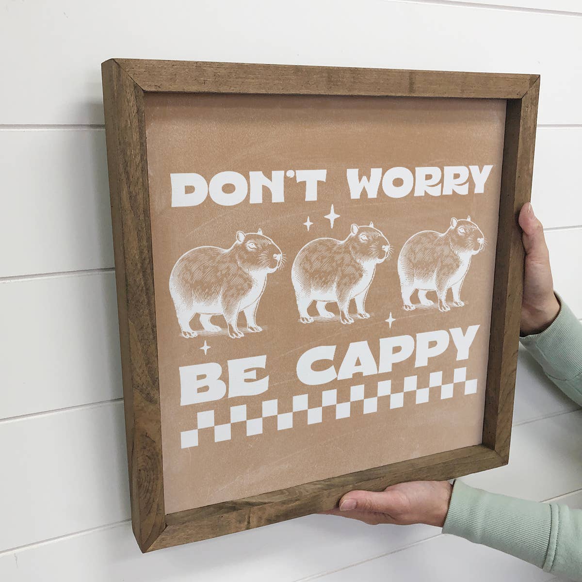 Don't Worry Be Cappy - Funny Animal Canvas Art - Wood Framed