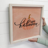 Happy Halloween Pumpkin with Whitewash Frame