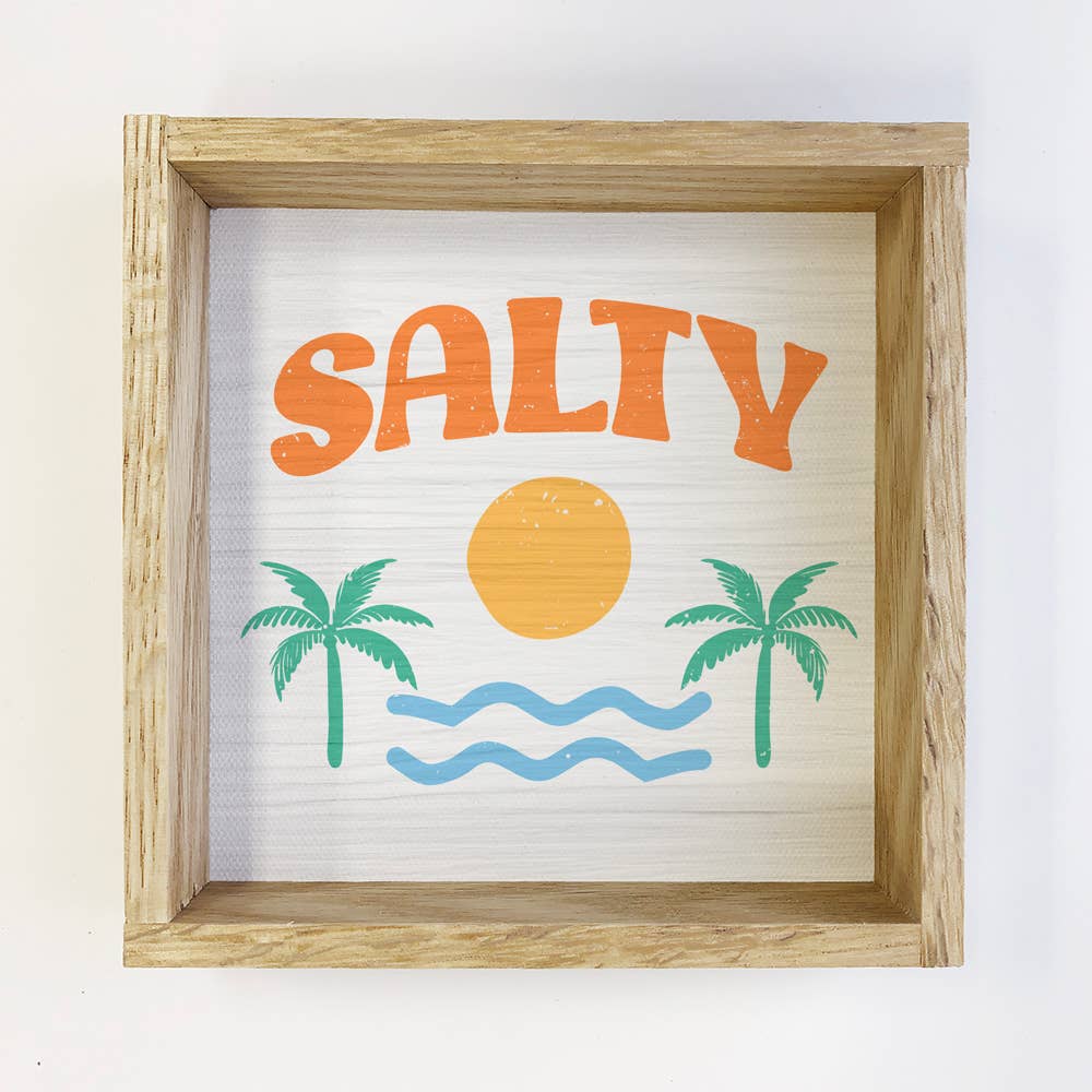 Salty Beach Scene - Beach Canvas Art - Wood Framed Decor