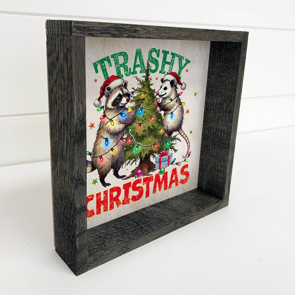 Trashy Christmas Raccoon Opossum - Funny Christmas Wall Art