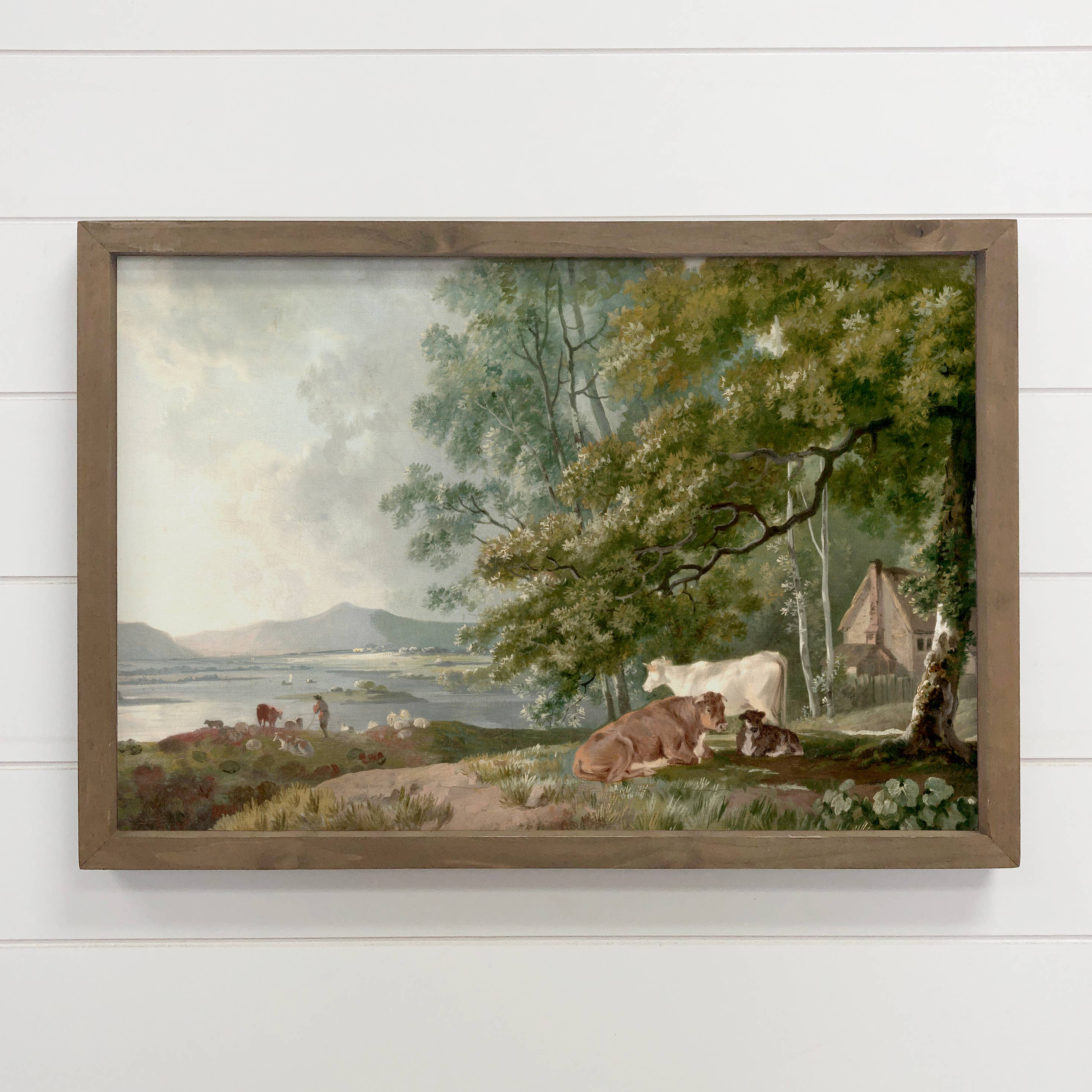 Morning Landscape with Cattle - Nature Canvas Art - Framed