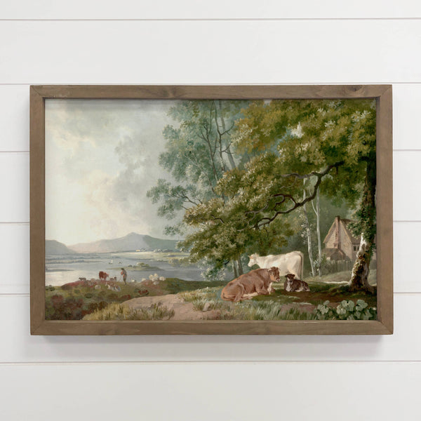 Morning Landscape with Cattle - Nature Canvas Art - Framed