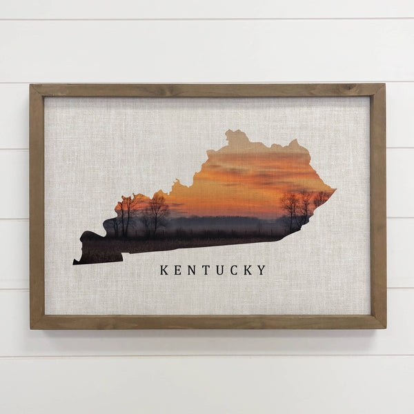 Kentucky State Overlay - Customizable Decor - Framed Art