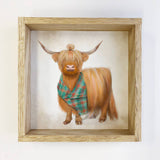 Funny Gift Sign - Cute Highland Cow Gal with Hair Bun Art